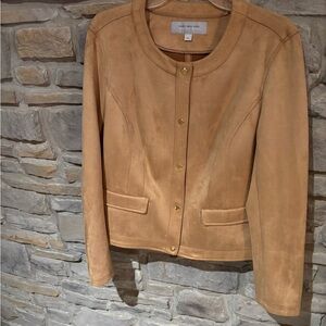 Marc New York Tan Suede Blazer with Gold Accents